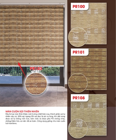Màn cuốn sợi thiên nhiên PR103 PR100 PR101 PR108