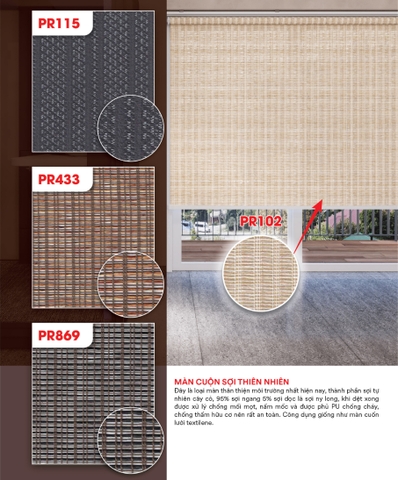 Màn cuốn sợi thiên nhiên PR115 PR433 PR869 PR102
