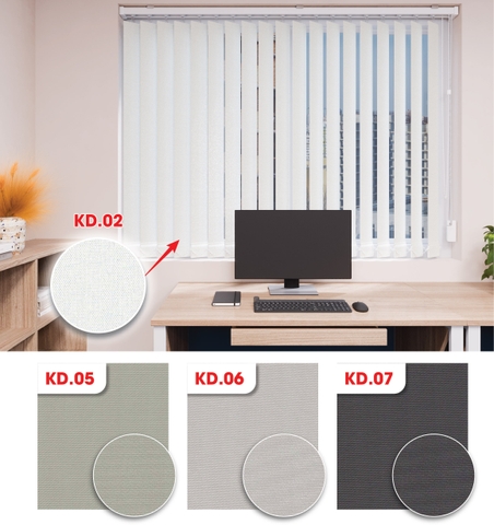 Màn sáo đứng vải trơn blackout KD.02 KD.05 KD.06 KD.07