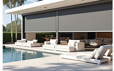 Màn cuốn khóa kéo phong cách ngoài trời vải lưới Textience