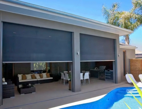 Màn cuốn khóa kéo phong cách ngoài trời vải lưới Textience