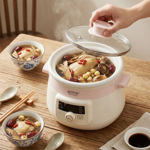 Nồi Nấu Chậm Điện Tử 2L, Chức Năng Nấu Cài Đặt Sẵn BENNIX BN-SC20