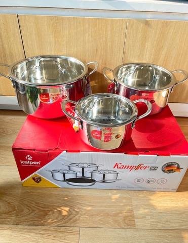 Bộ 4 Món Nồi Chảo Inox 3 Lớp Liền Đáy Kalpen Kampfer KF2