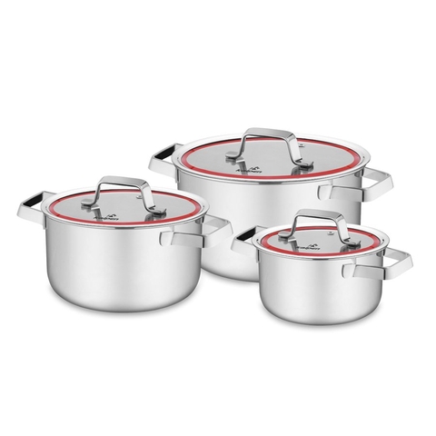 Bộ Nồi 3 Món Inox Liền khối Kalpen Emer EM1, Size 16-20-24Cm