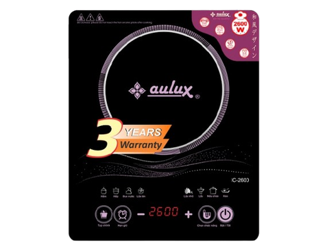 Bếp từ cảm ứng công suất lớn 2600W, tặng kèm nồi inox 30cm AULUX IC-2600, Bảo hành 3 năm