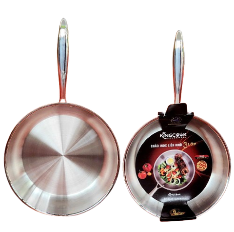 Chảo inox 304 liền khối đủ size 20/ 24/ 26/ 28/ 30cm KINGCOOK KPA1680-20/24/26/28