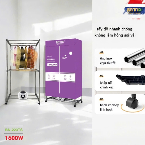 Tủ sấy quần áo máy sấy quần áo  BENNIX Thailand BN-223TS, Bảo hành 18 tháng