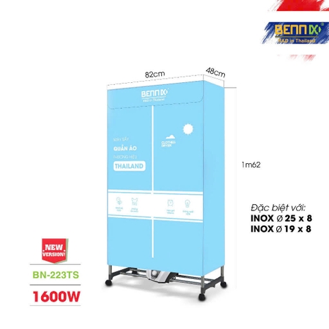Tủ sấy quần áo máy sấy quần áo  BENNIX Thailand BN-223TS, Bảo hành 18 tháng