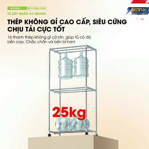 Mẫu 2025- Tủ sấy quần áo máy sấy quần áo  BENNIX Thailand BN-115BIG BLUS, Bảo hành 18 tháng