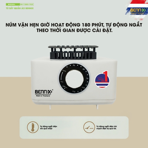 Mẫu 2025- Tủ sấy quần áo máy sấy quần áo  BENNIX Thailand BN-115BIG BLUS, Bảo hành 18 tháng