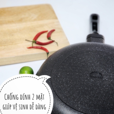 Chảo Đá Từ, chống dính 2 mặt BENNIX, size 24-26-28-30cm