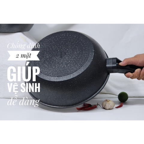 CHẢO ĐÁ SÂU LÒNG,CAO THÀNH, ĐÁY TỪ BENNIX TERRA SIZE 22,26,28,30CM