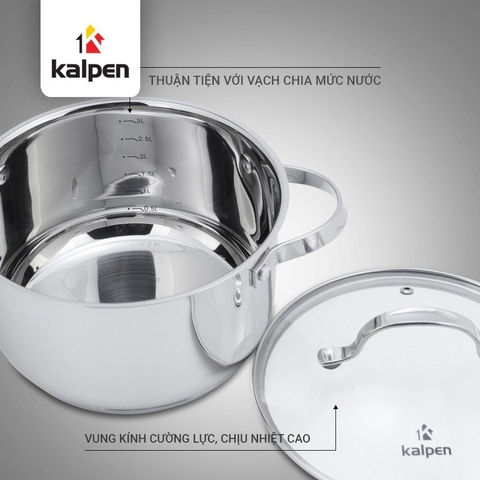 Bộ nồi inox 304 cao cấp 5 đáy Kalpen Lermat L1