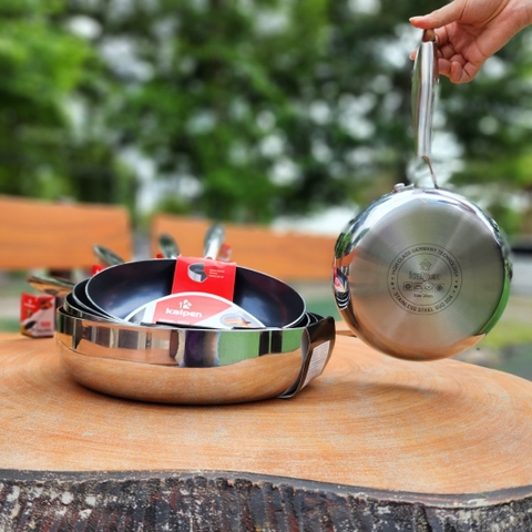 Chảo inox 304 Liền Khối, chống dính Daikin Nhật bản, KALPEN 20/24/26/28/30Cm