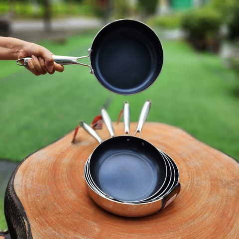 Chảo inox 304 Liền Khối, chống dính Daikin Nhật bản, KALPEN 20/24/26/28/30Cm