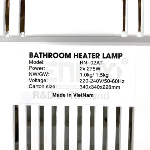 Đèn sưởi nhà tắm âm trần có điều khiển, bảo hành 5 năm. BENNIX BN-02AT-R