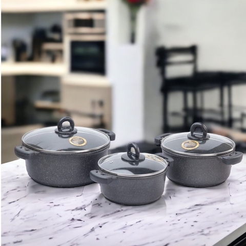 Bộ nồi đá chống dính cao cấp 4 món BENNIX Thailand, Bảo hành 12 tháng chính hãng