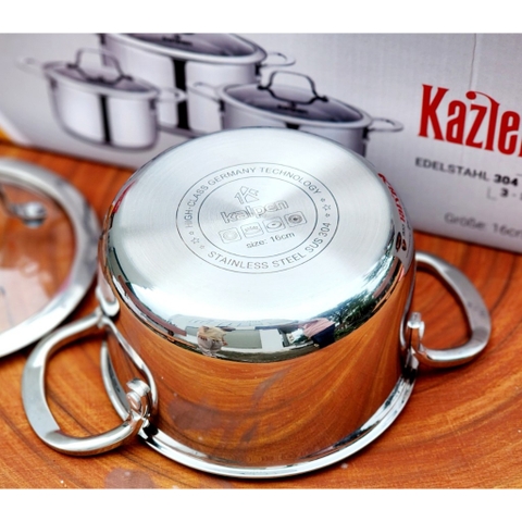 Bộ nồi Inox 304 đúc liền khối Kalpen Kazler-KZ1 - 3 chiếc 16-20-24cm