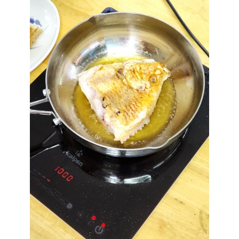 Chảo inox 304 đáy từ đúc liền khối Kalpen (Đức) size 20-24-26-28cm