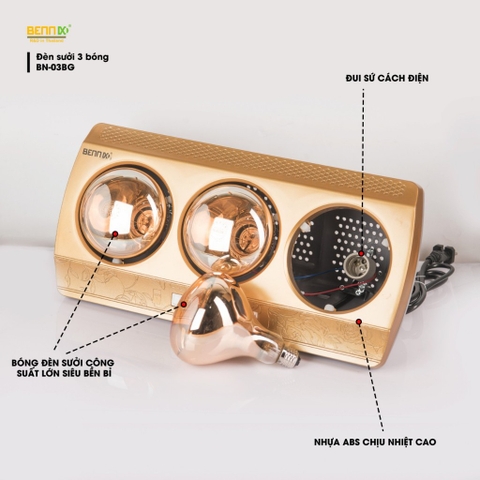 Đèn sưởi nhà tắm bóng đèn sưởi nhà tắm BennixThailand chống cháy nổ tiết kiện điện bảo hành 3 năm