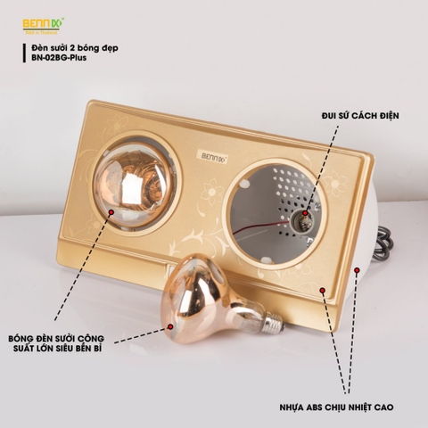 Đèn sưởi nhà tắm bóng đèn sưởi nhà tắm BennixThailand chống cháy nổ tiết kiện điện bảo hành 3 năm