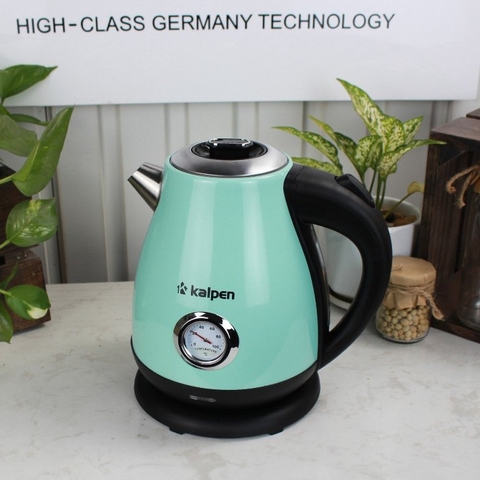 Ấm siêu tốc inox Kalpen KK91 Phong cách Retro có đồng hồ hiển thị nhiệt độ