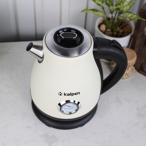 Ấm siêu tốc inox Kalpen KK91 Phong cách Retro có đồng hồ hiển thị nhiệt độ