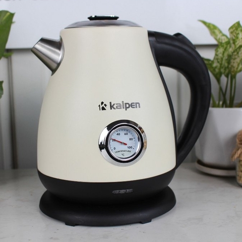 Ấm siêu tốc inox Kalpen KK91 Phong cách Retro có đồng hồ hiển thị nhiệt độ