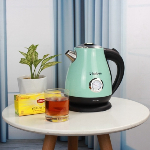 Ấm siêu tốc inox Kalpen KK91 Phong cách Retro có đồng hồ hiển thị nhiệt độ