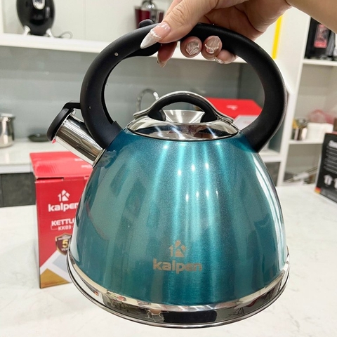 (CÒI BÁO SÔI ) Ấm đun nước inox 304, 5 đáy cao cấp Kalpen KK03- 3Lít