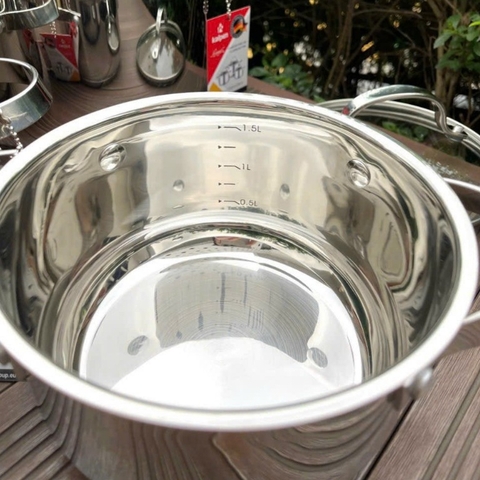 Nồi Lẻ Inox 5 đáy Đủ Kích Cỡ Kalpen Lermat L16S-L18-L20-L24-16/18/20/24Cm