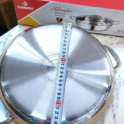 Chảo inox 304 liền khối- Xào,chiên rán, Lẩu - Kalpen KP-8528 size 28cm