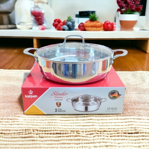 Chảo inox 304 liền khối- Xào,chiên rán, Lẩu - Kalpen KP-8528 size 28cm