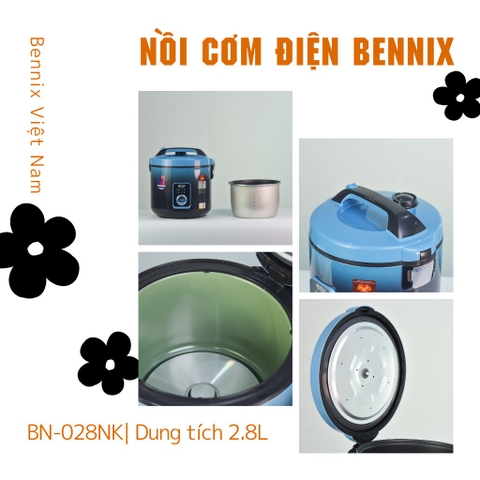 Nồi cơm điện 6-8 người ăn,dung tích 2,8 lít- Hàng chính hãng BENNIX bảo hành 12 tháng