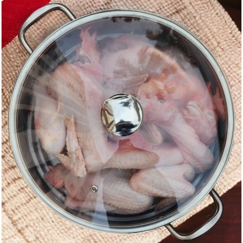 Xửng hấp 3 tầng inox có nắp vung kính MINATA