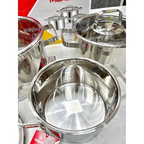 Bộ nồi inox 304 cao cấp 5 đáy Kalpen Mendy - MD1, Size 16-20-24Cm