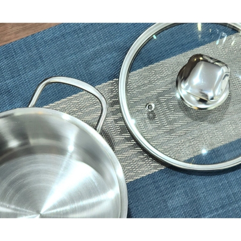 Bộ nồi 4 món inox 1 lớp: 3 Nồi 16-20-24cm và 1 xửng hấp 3 tầng 24cm Minata MPS1820-FL