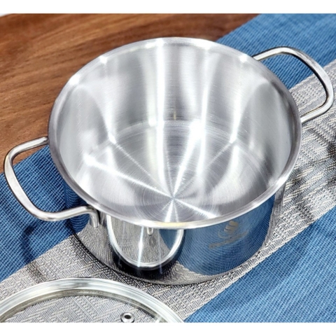 Bộ nồi 4 món inox 1 lớp: 3 Nồi 16-20-24cm và 1 xửng hấp 3 tầng 24cm Minata MPS1820-FL