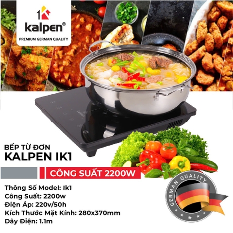 Bếp từ đơn Kalpen IK1, 2200W, Tặng kèm nồi lẩu 30cm, Bảo hành 2 năm