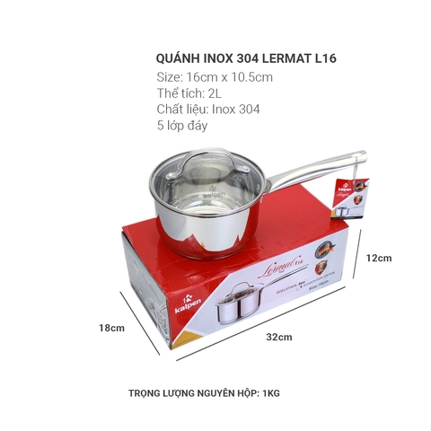 Quánh Inox 304 Đúc Liền Khối Kalpen Emer EM16 - 16Cm