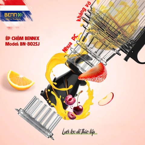 Máy ép chậm, ép trái cây nguyên quả Bennix BN-802SJ, 300W, Bảo hành 12 tháng