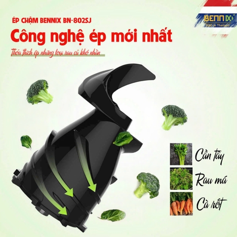 Máy ép chậm, ép trái cây nguyên quả Bennix BN-802SJ, 300W, Bảo hành 12 tháng