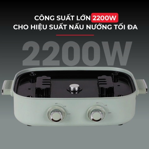 Bếp nướng lẩu 2 ngăn đa năng Kalpen PP66 2200w - 6,5 lít