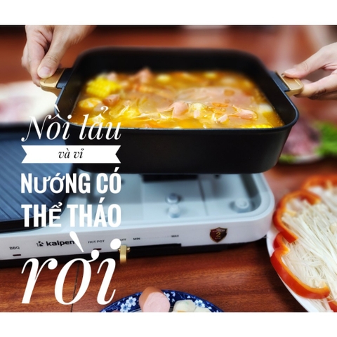 Bếp Lẩu Nướng Đa Năng 2 Trong 1 Kalpen PP99, Công Suất 2200W, 2 vùng nấu riêng biệt