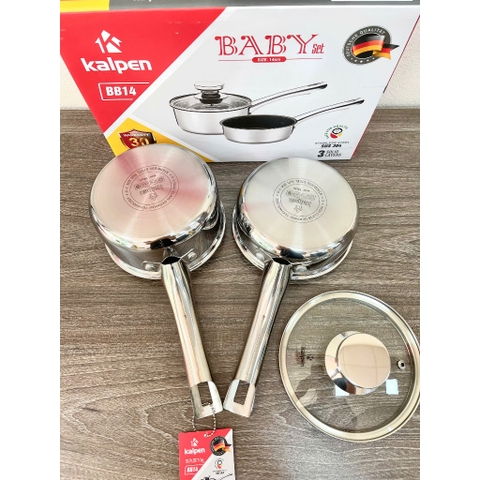 Bộ Nồi Chảo Cho Bé Ăn Dặm, Inox Liền Khối KALPEN BB14-14cm, Bảo hành 30 năm