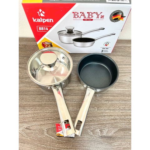 Bộ Nồi Chảo Cho Bé Ăn Dặm, Inox Liền Khối KALPEN BB14-14cm, Bảo hành 30 năm