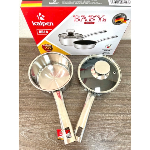 Bộ Nồi Chảo Cho Bé Ăn Dặm, Inox Liền Khối KALPEN BB14-14cm, Bảo hành 30 năm