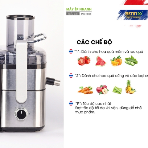 Máy ép nhanh, ép trái cây nguyên quả BENNIX BN-3101BT, 1200W, Bảo hành 12 tháng