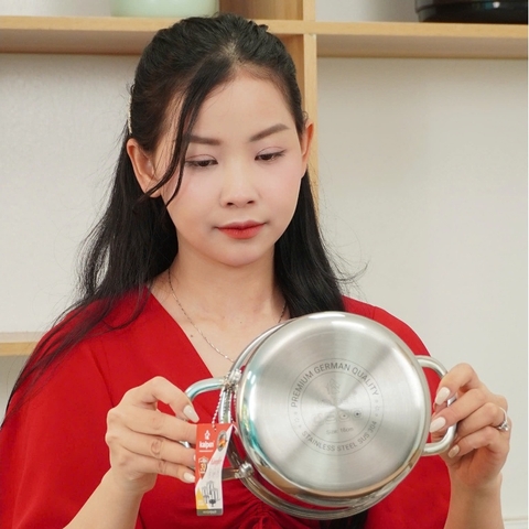 Bộ nồi 5 món inox liền khối, 3 nồi 16-20-24cm, 1 chảo 24cm, 1 xửng hấp 24cm KALPEN KF3