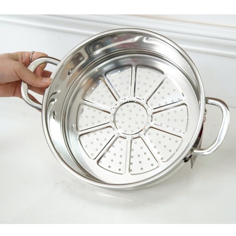 Bộ nồi 5 món inox liền khối, 3 nồi 16-20-24cm, 1 chảo 24cm, 1 xửng hấp 24cm KALPEN KF3